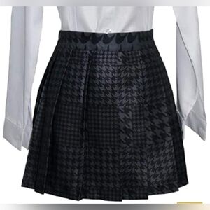Yomoduki Runa Pleated Houndstooth School Girl Mini Skirt Polyester Medium Costum